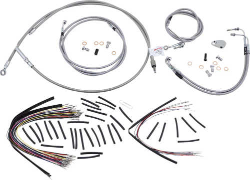 Burly Brand - Burly Brand Extended Cable/Brake Line Kit for 18in. Gorilla Handlebars - Stainless Steel - B30-1096