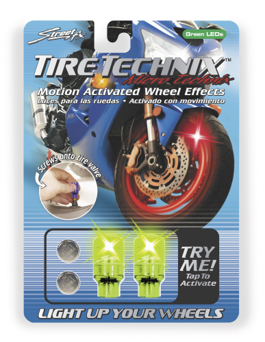 Street FX - Street FX Tire Technix Motion Activated Wheel Effects - Micro - Green - 1042195