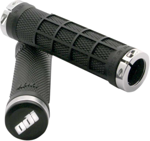 ODI - ODI ATV Ruffian Half Waffle Lock-On Grips - Black - Silver Clamp - J32RFB-S