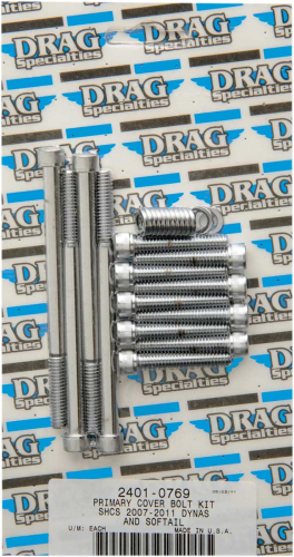 Drag Specialties - Drag Specialties Primary Cover Chrome Socket-Head Bolt Set - Knurled - MK672