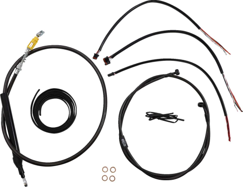 LA Choppers - LA Choppers Complete Handlebar Cable/Brake & Clutch Line/Wire Kit - Midnight Braided - LA-8156KT2-19M