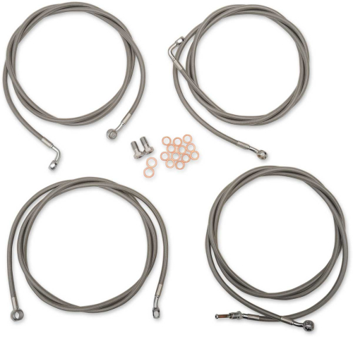 LA Choppers - LA Choppers Standard Handlebar Cable/Brake & Clutch Line/Wire Kit - Stainless Braided - LA-8054KT-08
