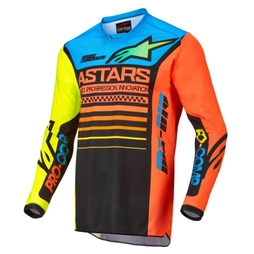 Alpinestars - Alpinestars Racer Compass Kids Jersey - 3732122-1534-XXS - Black/Yellow Fluo/ Coral - 2XS