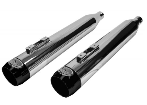 LA Choppers - LA Choppers Tru-Power 4.0 High-Performance Slip-Ons - Chrome with Gloss Black Ceramic Tips - LA-1594-02B