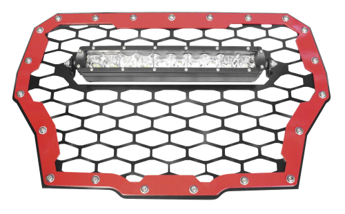 ModQuad - ModQuad Front Grill with 10in. Light Bar - Red - RZR-FGLS-T-RD