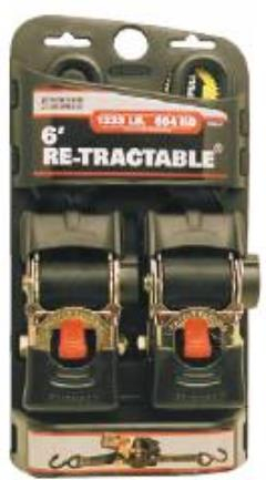 Erickson - Erickson Retractable Ratchet Strap - 2in x 6ft - Black - 34414