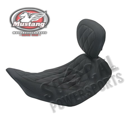 Mustang - Mustang Wide Tripper Solo Seat with Driver Backrest - Diamond Stitch - Black - 79694
