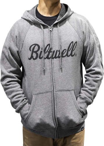 Biltwell Inc. - Biltwell Inc. Script Zip-Up Raglan Hoody - 8126-083-003 - Dark Heather - Medium