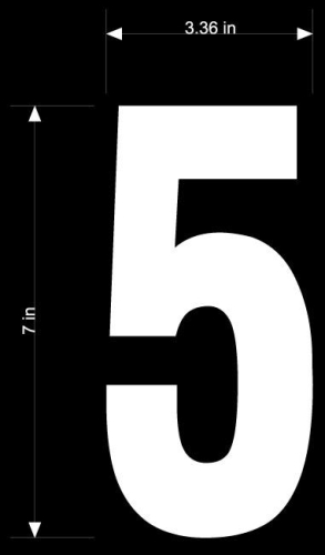 Dirt Digits - Dirt Digits Extreme Digits Competition Stick-On 7in. White Number - 5 - XT73W-5