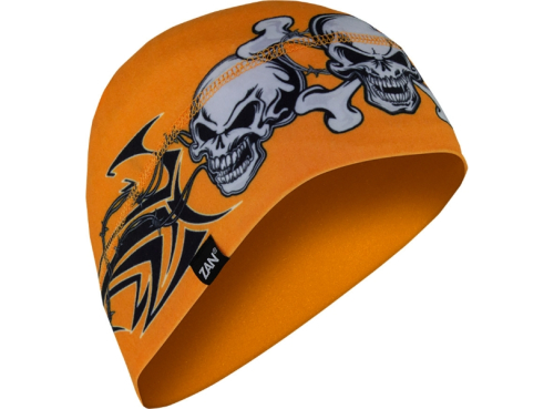 Zan Headgear - Zan Headgear Sportflex Series Beanie - WHLL669 - Orange Tribal Skull - OSFM