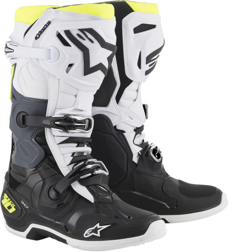 Alpinestars - Alpinestars Tech 10 Non-Vented Boots - 2010019-125-14 - Black/White/Yellow Fluid - 14