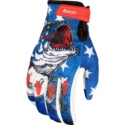 Icon - Icon Hooligan American Basstard Gloves - 3301-4836 - Blue - X-Large
