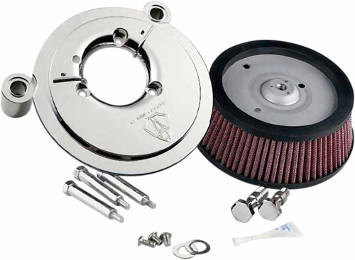 Arlen Ness - Arlen Ness Big Sucker Stage I Air Filter Kit - Chrome Backing Plate - Red Filter - 18-512
