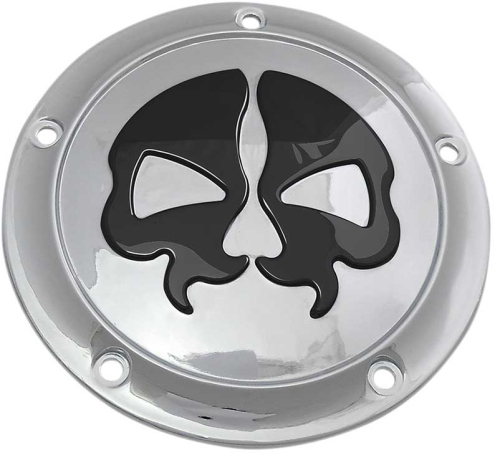 Drag Specialties - Drag Specialties Split Skull Derby Cover - Chrome w/ Black Skull - 1107-0546