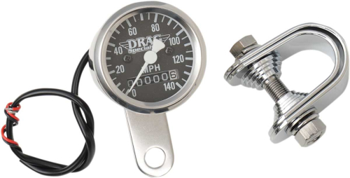Drag Specialties - Drag Specialties 1 7/8in. Mini Mechanical Speedometer - 2:1 Ratio - Black Face - 21-6961DS-BX15A
