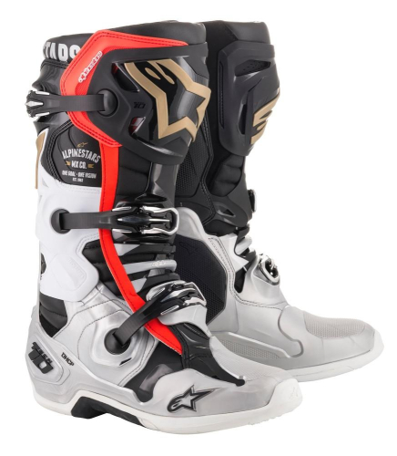 Alpinestars - Alpinestars Tech 10 Battle Born Limited Edition Boots - 2010019-1159-08 - Black/Silver/Gold - 8