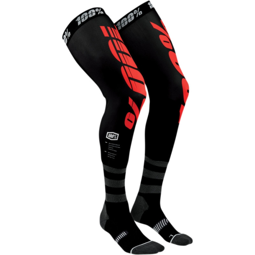 100% - 100% Knee Brace Moto Socks - 24014-013-18 - Black/Red - Lg-XL