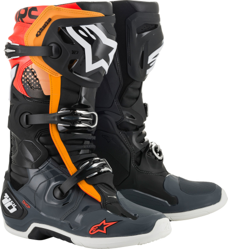 Alpinestars - Alpinestars Tech 10 Boots - 2010020-1143-13 - Black/Gray/Orange/Fluo Red - 13