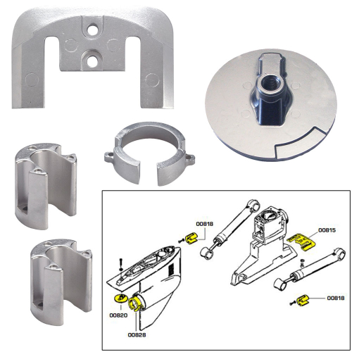 Tecnoseal - Tecnoseal Anode Kit w/Hardware - Mercury Bravo 1 - Aluminum