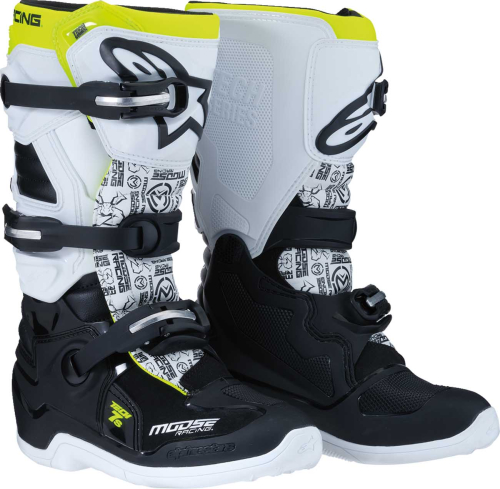 Moose Racing - Moose Racing Tech 7S Youth Boots by Alpinestars - 0215024-125-7 - Black/White/Yellow - 40.5