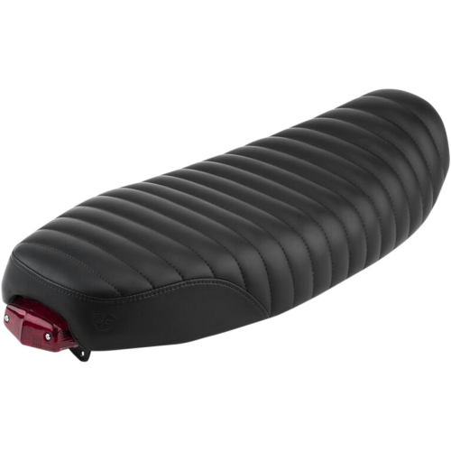 British Customs - British Customs Slammer Seat with Integrated Taillight - Black w/ Tuck & Roll Pattern - BC407015R
