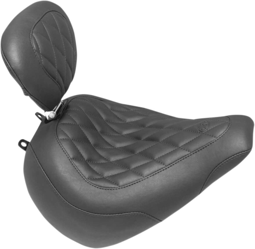 Mustang - Mustang Wide Tripper Solo Seat with Driver Backrest - Diamond Stitch - Black - 83061