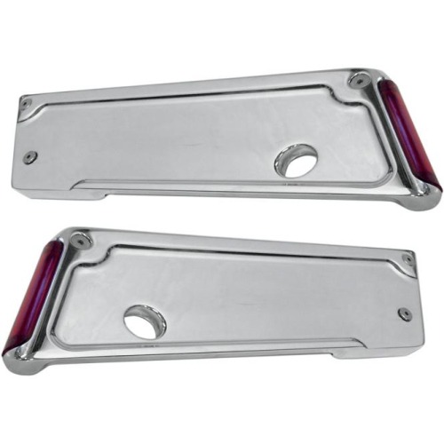 Alloy Art - Alloy Art Lighted Saddlebag Latch Covers - Chrome with Red Lens/LEDs - BLLR-1