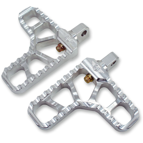 Joker Machine - Joker Machine Adjustable Serrated Heel Footpeg - 4-3/16in L x 3-7/8in W x 13/16in Thick - Raw Aluminum - 08-62-5
