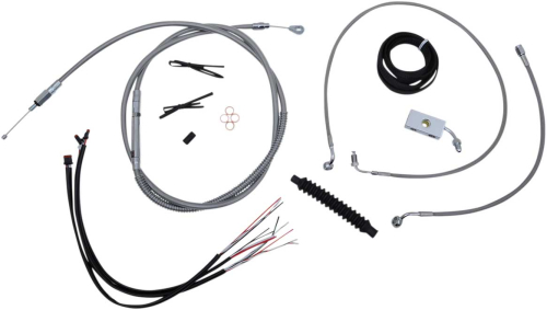 LA Choppers - LA Choppers Complete Handlebar Cable/Brake & Clutch Line/Wire Kit - Stainless Braided - LA-8152KT2-19
