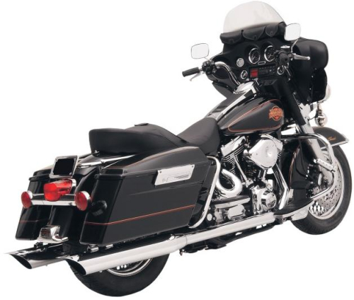 Bassani Manufacturing - Bassani Manufacturing 4in. Slip-On Mufflers with 2 1/2in. Performance Baffles - Scalloped Slash Cut - Chrome - FLH-523SL