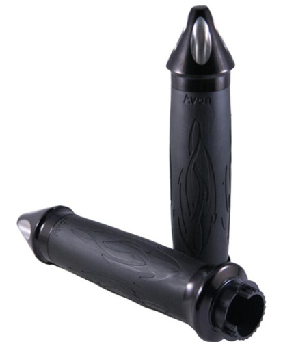 Avon Grips - Avon Grips Superbike Grips - Tribal Contour Spike - 7/8in. Bar - Black Anodized - SB-TRIB-91