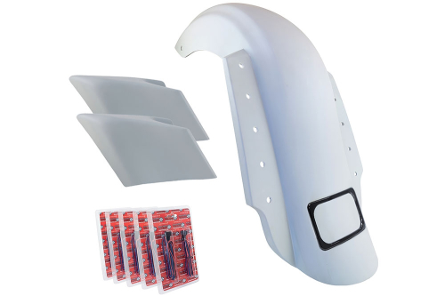 Bagger Nation - Bagger Nation Swoop 3-Piece Rear End Kit - No Exhaust Outlet - Stretched Bags - Chrome License Frame - KIT-3PC-NO-STR-C