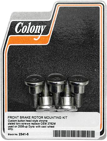 Colony - Colony Front Rotor Screw Kit - Button Head Torx - Chrome Plated - 2341-5