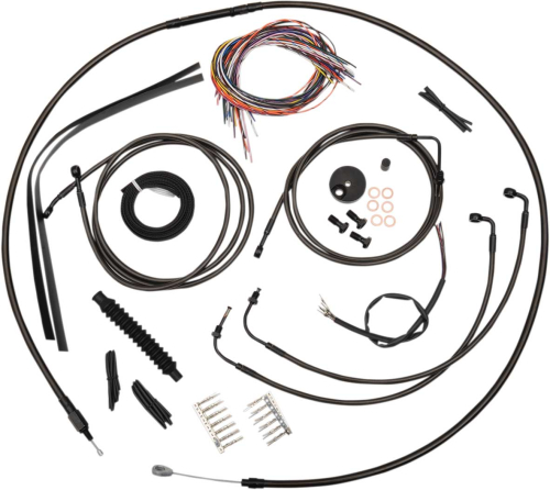 LA Choppers - LA Choppers Complete Handlebar Cable and Brake Line Kit - Midnight - LA-8051KT2-13M