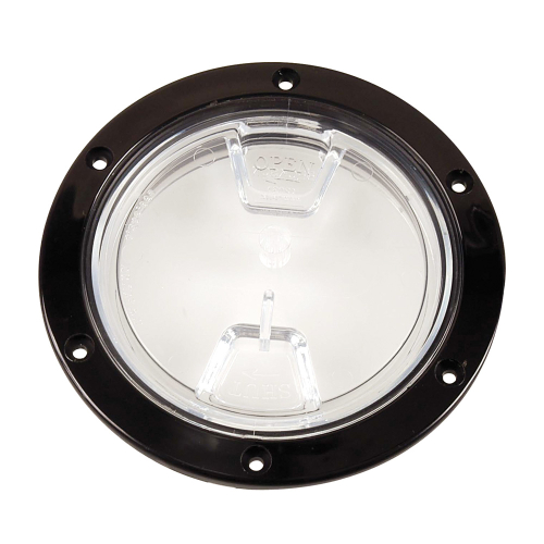 Beckson Marine - Beckson 4" Clear Center Screw Out Deck Plate - Black