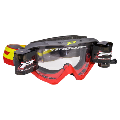 Pro Grip - Pro Grip 3450 Riot Goggles with Roll-Off System - PZ3450ROGRRO - Gray/Red - OSFA