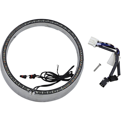 Custom Dynamics - Custom Dynamics Probeam Amber/White Headlamp Trim Ring with sequential Turn Signal - Chrome - PB-7TR-SEQ-3C