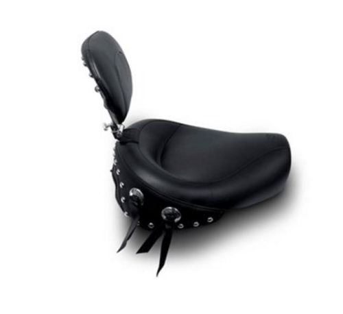 Mustang - Mustang Wide Touring Solo Seat with Driver Backrest - Chrome Studs - 79106