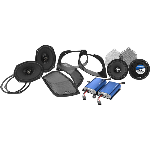 Hogtunes - Hogtunes Retro Cut-In Speaker LID Kit with Speakers and Amplifiers - RETRO 450.4 KIT