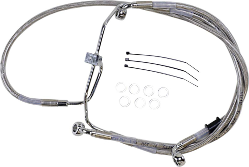 Drag Specialties - Drag Specialties Extended Stainless Steel Front Brake Line Kit - Clear Coated - 18 1/4in./ 26 5/8in. - 660325-8
