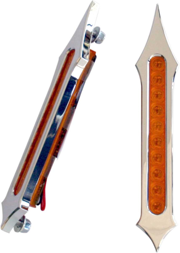 Accutronix - Accutronix Tribal-Slotted LED Bag Lights - Chrome - Amber LEDs - BL02-LSC