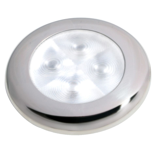 Hella Marine - Hella Marine Slim Line LED 'Enhanced Brightness' Round Courtesy Lamp - White LED - Stainless Steel Bezel - 12V