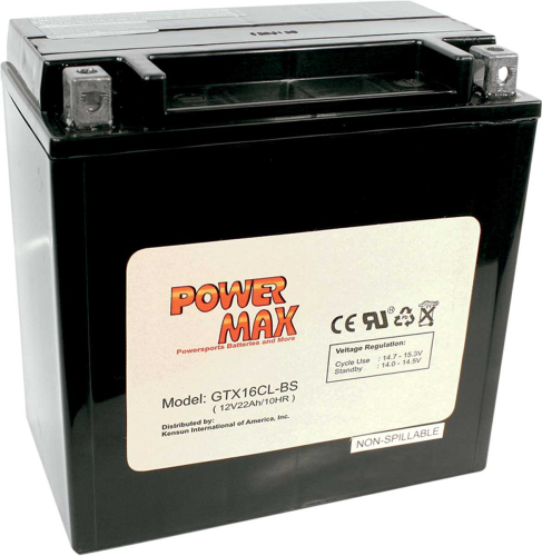 Power Max - Power Max Maintenence-Free Battery - GTX16CL-BS