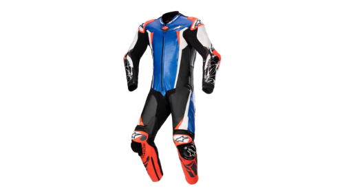 Alpinestars - Alpinestars Racing Absolute V2 Leather Suit - 3156323718352 - Metallic Blue/Black/White/Red Fluo - 42