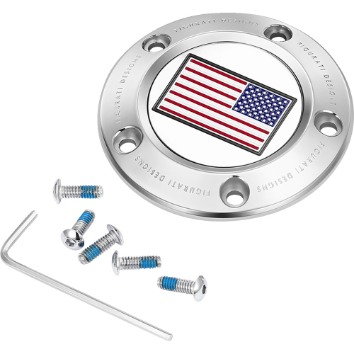 Figurati Designs - Figurati Designs Timing Cover - Stainless Steel with American Flag - 5 Hole - FD20-TC-5H-SS