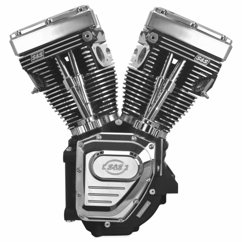 S&S Cycle - S&S Cycle T124 High Compression Long Block Engine - Wrinkle Black - 3100282