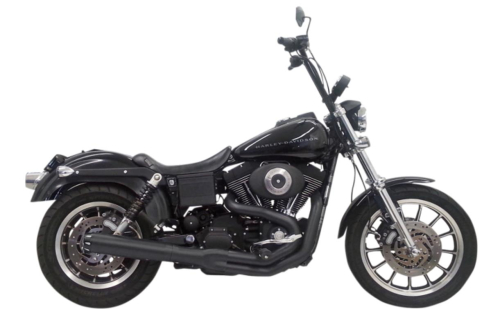 Bassani Manufacturing - Bassani Manufacturing Road Rage 2:1 Straight Can Exhaust System - Black with Solid Black Billet End Cap - 1D48UB