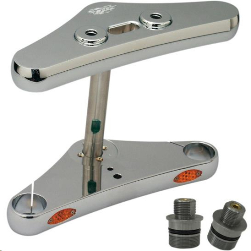 Pro-One Performance - Pro-One Performance 41mm Blind Top Triple Tree with Lights - 5 Deg. Rake - Chrome - 107110