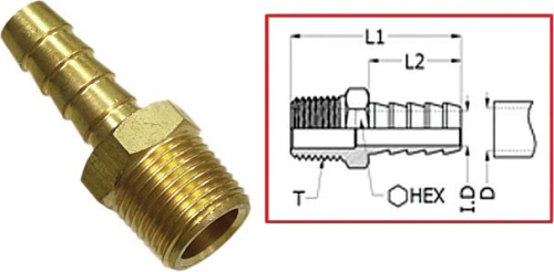 SP1 - SP1 Hose Barb Fitting - Male 1/4in. NPT Thread X 1/4in. - MR-07305-2
