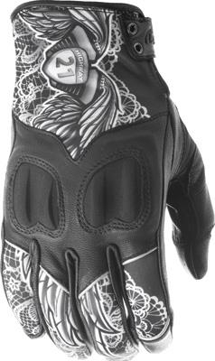 Highway 21 - Highway 21 Vixen Womens Gloves - #5884 489-0091~5 - Black/White Lace - X-Large